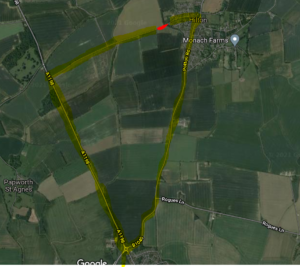 Map showing route of diversion via A1198 and B1040